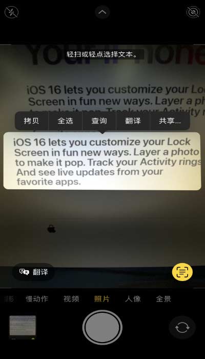iOS 16 小技巧：通過相機翻譯文本