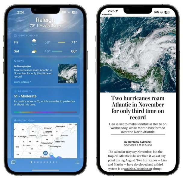 蘋果iPhone 14手機如何看天氣時順帶看新聞？
